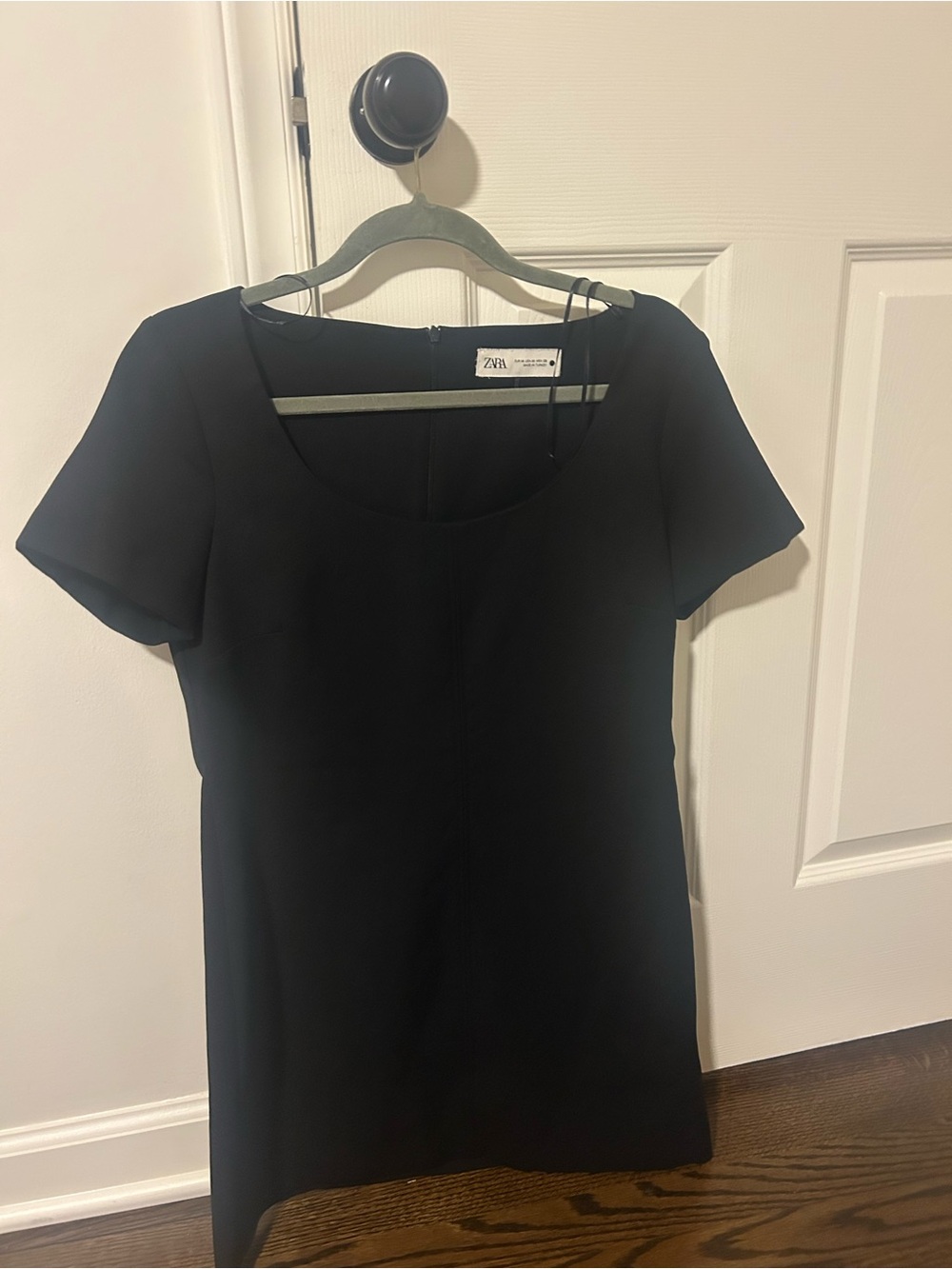 Zara Black Scoop Neck Short Sleeve Dress
